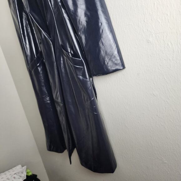 NWT Eloquii Faux Leather Longline Trenchcoat Black Double Breasted 14/16 - Picture 3 of 11